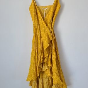 Here Comes The Sun polka dot wrap around midi dress